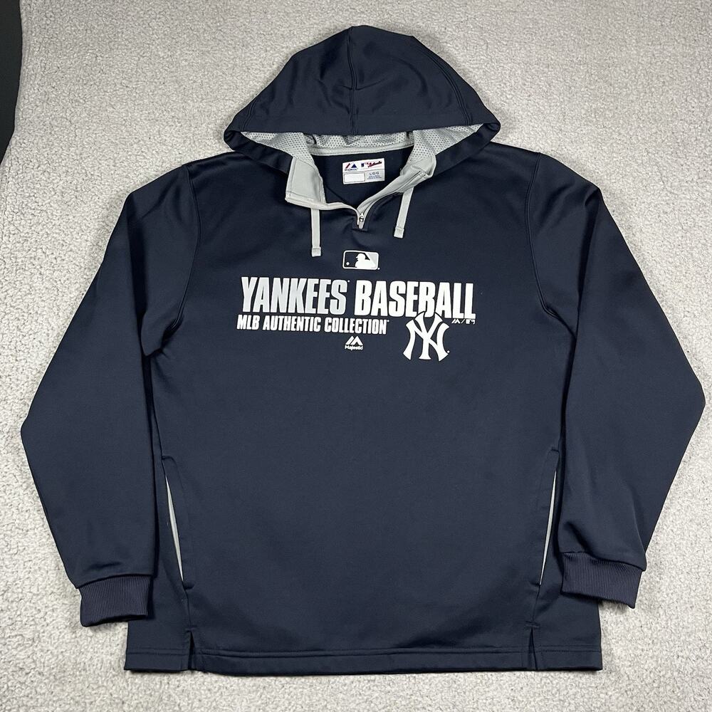 New York Yankees Hoodie Mens L Majestic Authentic Baseball MLB Sweatshirt